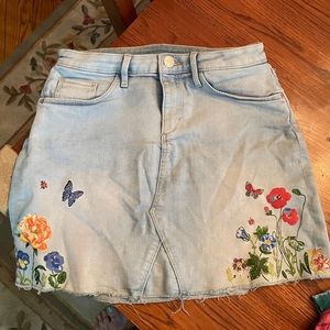 Nathalie Lete x H&M floral denim skirt 12-13Y Anthropologie